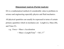 Dimensional Analysis (Partial Analysis)
