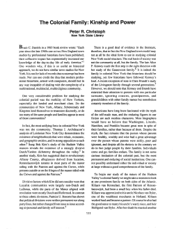 The Colonial Family: Kinship nd Power
