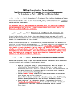 Proposed Amendments to the MSSA Constitution