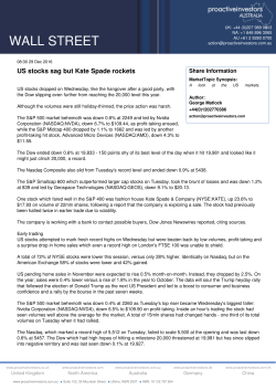 US stocks sag but Kate Spade rockets