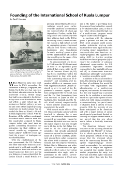 The Founding of ISKL 1965 - The International School of Kuala