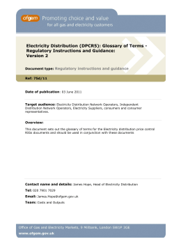 Electricity Distribution (DPCR5): Glossary of Terms
