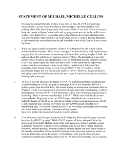 STATEMENT OF MICHAEL/MICHELLE COLLINS