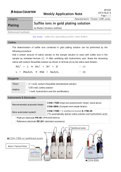 Sulfite ions in gold plating solution Plating Weekly Application Note