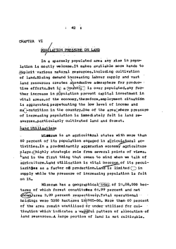 CHAPTER VI POPILATION PRESSURE ON LAND In a sparsely