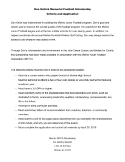 Don Schick Memorial Football Scholarship Criteria and Application