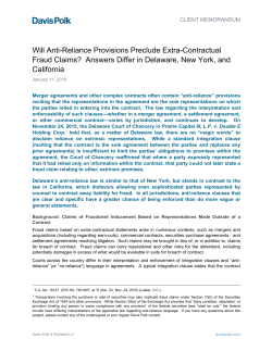 Davis Polk Memo - Will Anti-Reliance Provisions Preclude Extra