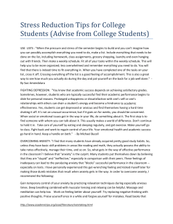 Stress Reduction Tips for College Students (Advise from College