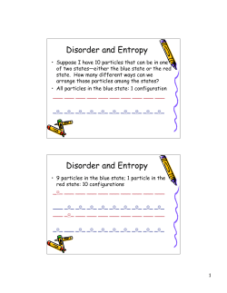 Disorder and Entropy Disorder and Entropy