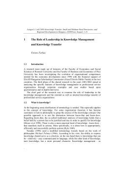 1 The Role of Leadership in Knowledge Management and