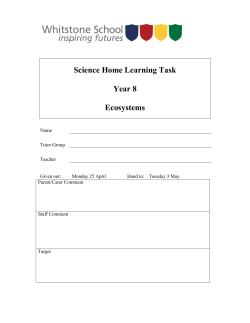 Science Home Learning Task Year 8 Ecosystems