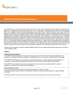 Health Care Reform Preventive Drug List
