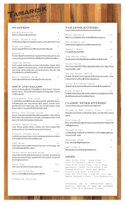 starters soup and salads tamarisk entrees classic diner entrees sides