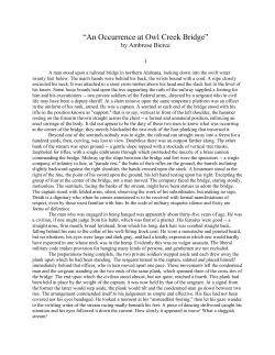 An Occurrence at Owl Creek Bridge