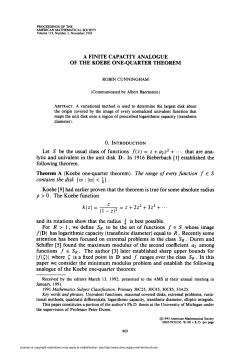 A FINITE CAPACITY ANALOGUE OF THE KOEBE ONE