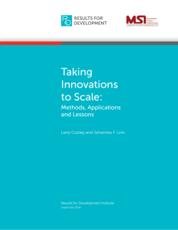 Taking Innovations to Scale - Results for Development Institute