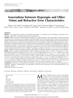 Associations between Hyperopia and Other Vision and Refractive