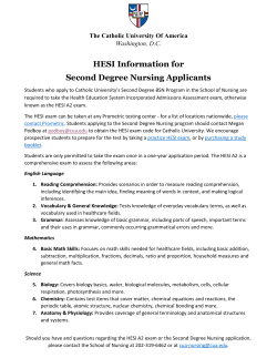 HESI Information for Second Degree Nursing Applicants