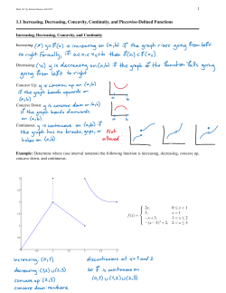 1.1 Increasing, Decreasing, Concavity, Continuity, and Piecewise
