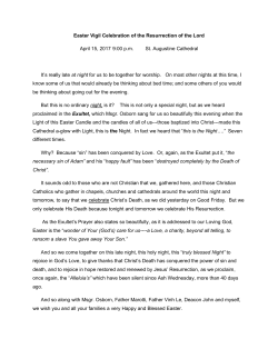 Easter Vigil Celebration of the Resurrection of the Lord April 15