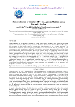 Decolourization of Simulated Dye in Aqueous Medium using
