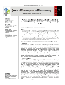 Phytochemical Characteristics, Antimitotic, Cytotoxic and