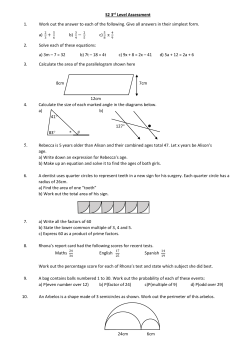 S2 3rd Level Assessment 1. Work out the