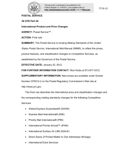 7710-12 POSTAL SERVICE 39 CFR Part 20 International Product
