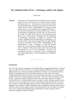 The Administration of Fear – technology, politics and religion