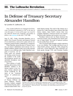 In Defense of Treasury Secretary Alexander Hamilton