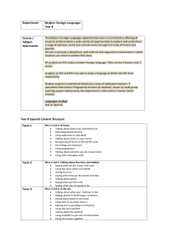 Department Modern Foreign Languages Year 8 Course / Subject