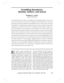 Carter, Straddling Boundaries: Identity, Culture, and School