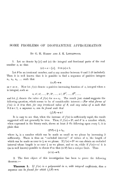 SOME PROBLEMS OF DIOPHANTINE APPROXIMATION