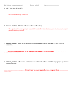 BUS 321 Intermediate Accounting I October 6, 2016 Name 1. SEC