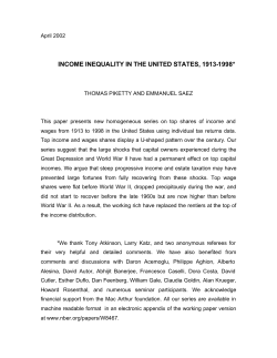 income inequality in the united states, 1913-1998