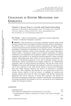 challenges in enzyme mechanism and energetics