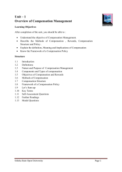 Unit &ndash; 1 Overview of Compensation Management