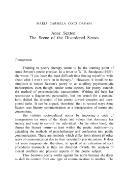 Anne Sexton: The Scene of the Disordered Senses