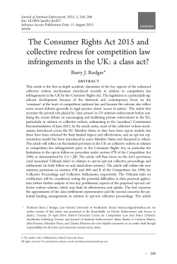 The Consumer Rights Act 2015 and collective redress for
