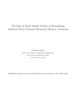 The Role of Stock Market Studies in Formulating Antitrust Policy