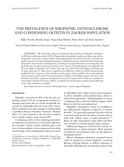 the PReVALeNCe Of idiOPAthiC OSteOSCLeROSiS ANd