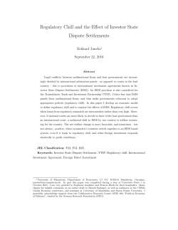 -10exRegulatory Chill and the Effect of Investor State Dispute