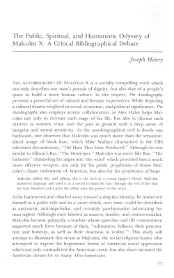 The Public, Spiritual, and Humanistic Odyssey of Malcolm X: A
