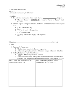 Calculus AP/D Rev 2016 2.1: Definition of a Derivative “I WILL