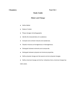 Chemistry Test Ch 1 Study Guide Matter and Change