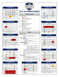 2016-17 Foodie Calendar