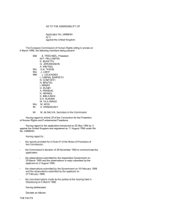 AS TO THE ADMISSIBILITY OF Application No. 24888/94