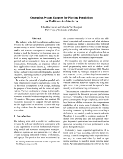 Operating System Support for Pipeline Parallelism on Multicore