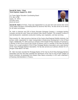 Harold W. Hahn - Chair Term Expires: August 31, 2019 c/o