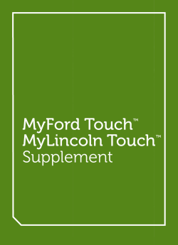 MyFord Touch&trade; MyLincoln Touch&trade; Supplement